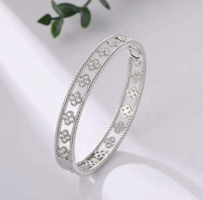 Clover Silver Bangle