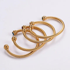 Twisted cable wire cuff bangle