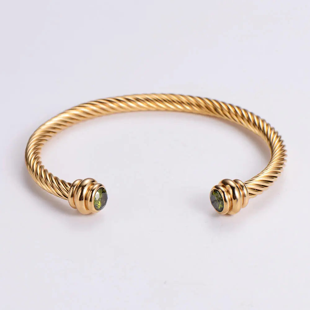 Twisted cable wire cuff bangle