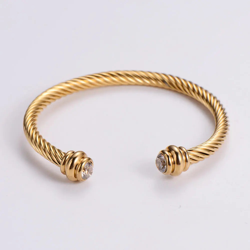 Twisted cable wire cuff bangle